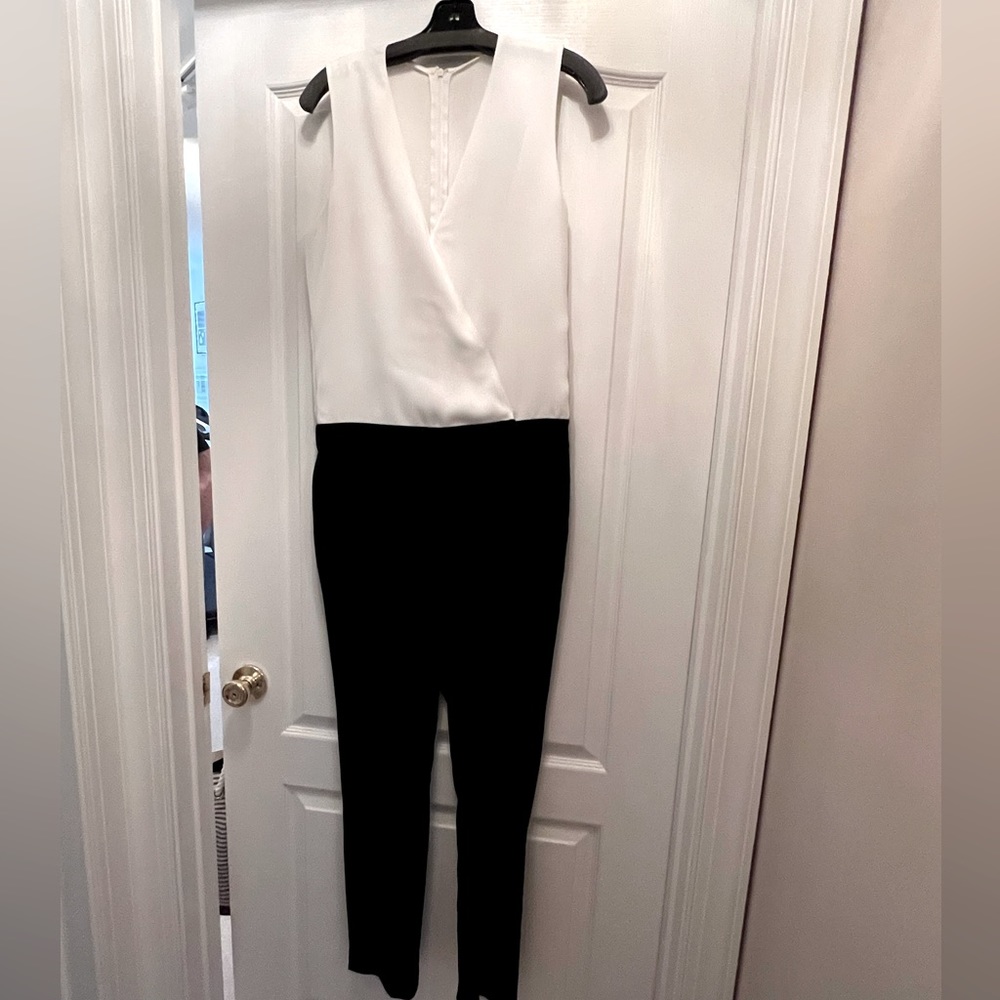 Black and White jumpsuit, perfect for the holidays.